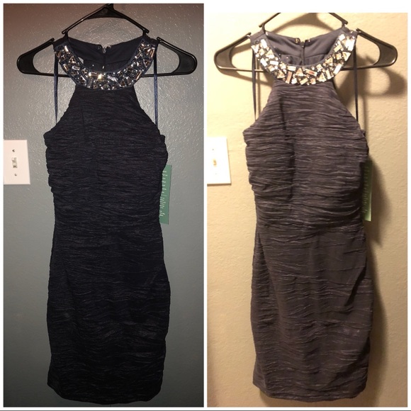 🆕 JACKIE JON 4 SLEEVELESS SHIRRED HALTER DRESS - Picture 2 of 8